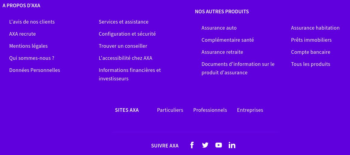 Footer - Home page Axa