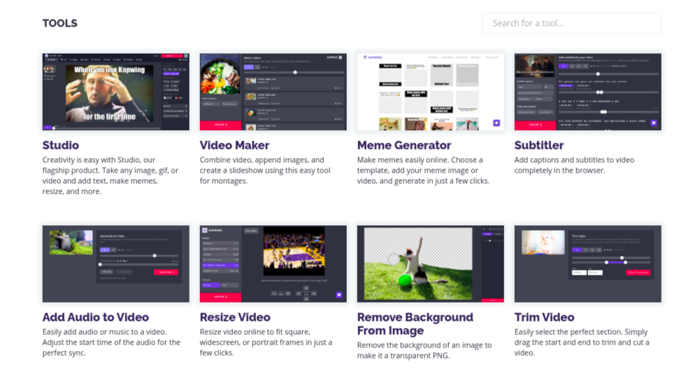 kapwing video outils